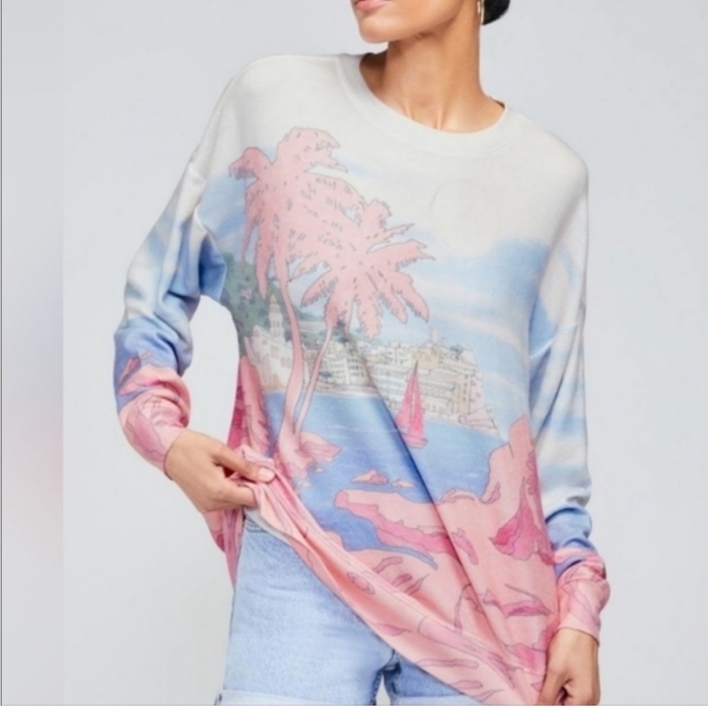 Wildfox Amalfi Coast Road Trip Pullover Womens Medium Scenic Graphic Crew neck
